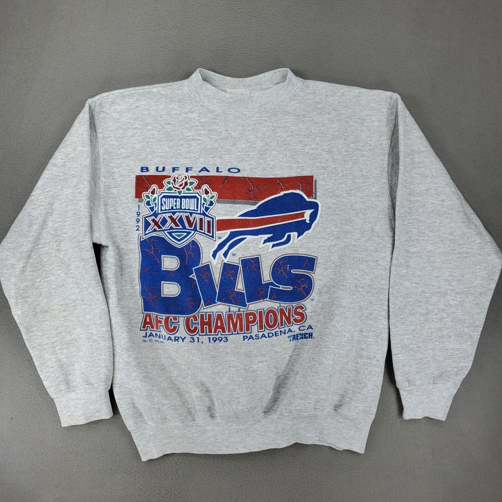 VTG Tultex Sweatshirt L Gray Buffalo Bills Super Bowl XXVII AFC Champions 1993